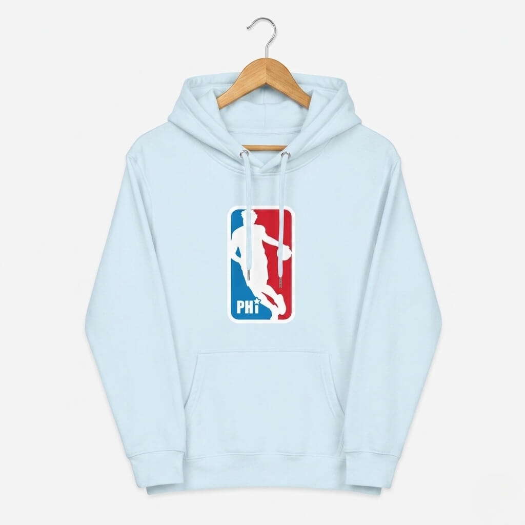 Philadelphia 76ers Joel Embiid NBA logo light blue hoodie by Phillygoat