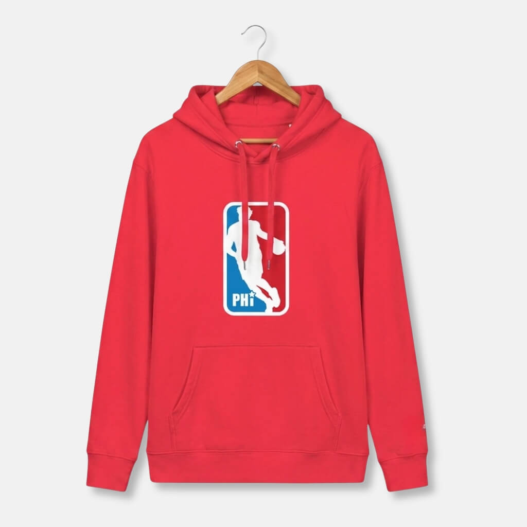 Philadelphia 76ers Joel Embiid NBA logo red hoodie by Phillygoat