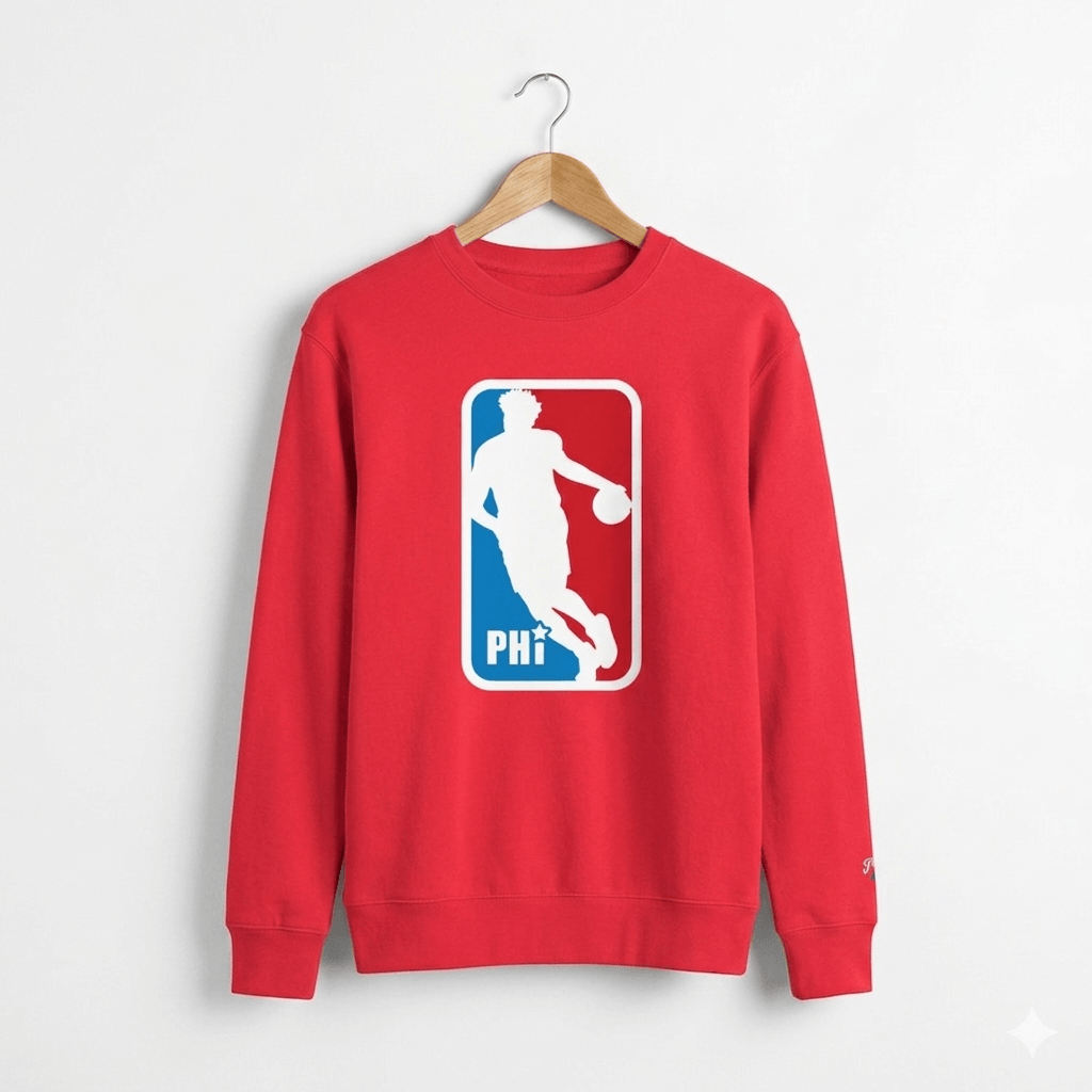 Philadelphia 76ers Joel Embiid NBA logo red sweatshirt by Phillygoat