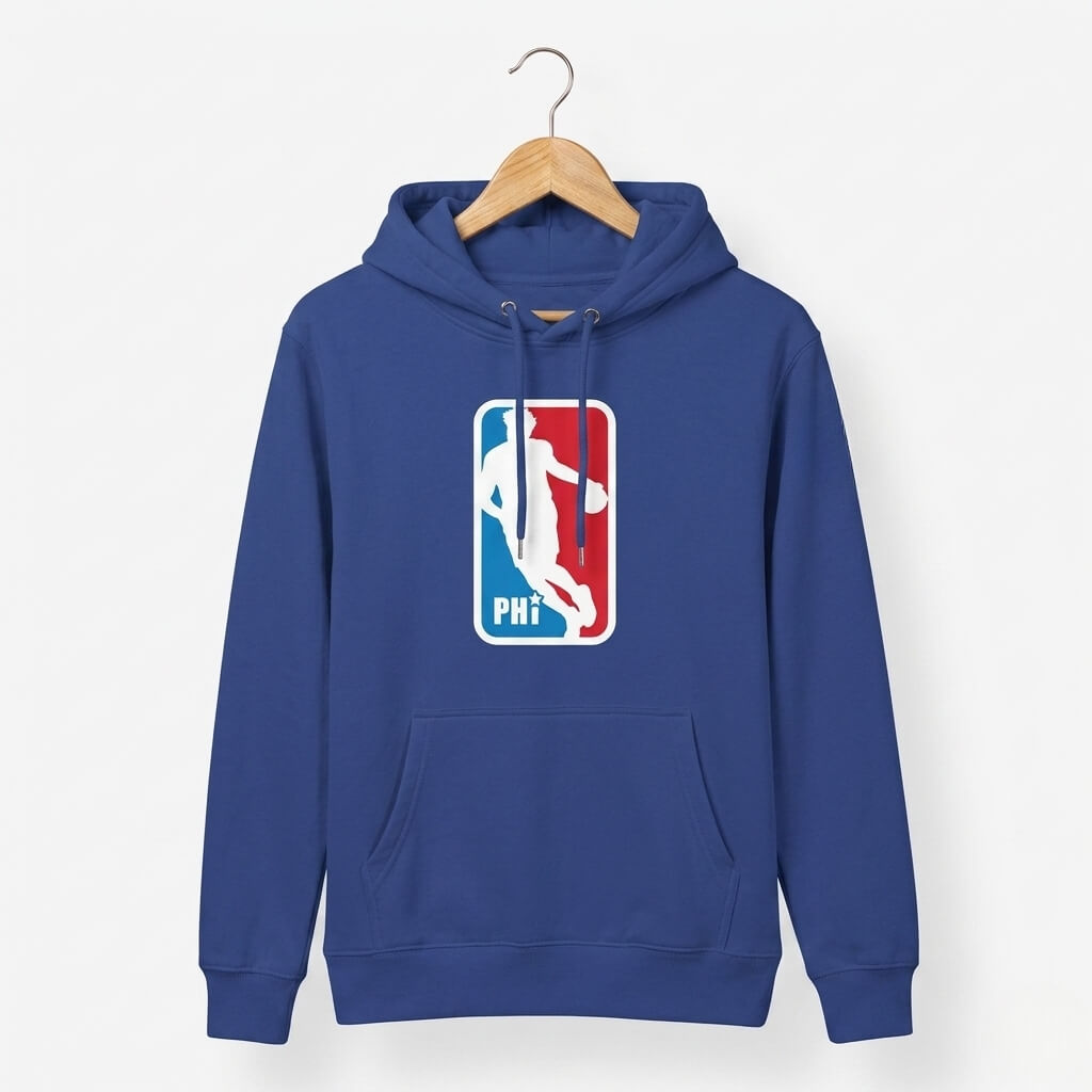 Philadelphia 76ers Joel Embiid NBA logo royal blue hoodie by Phillygoat