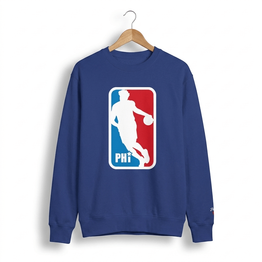 Philadelphia 76ers Joel Embiid NBA logo royal blue sweatshirt by Phillygoat