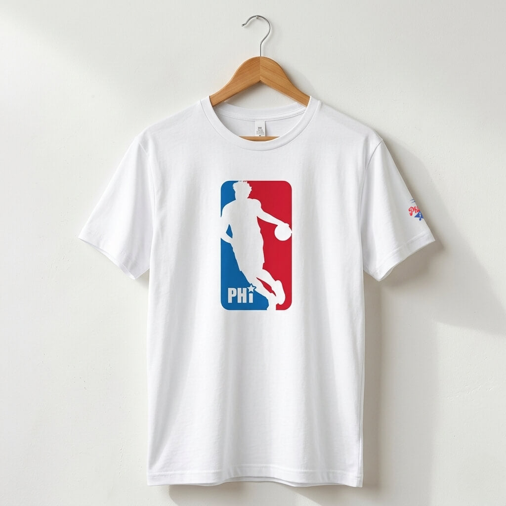 Philadelphia 76ers Joel Embiid NBA logo white t-shirt by Phillygoat