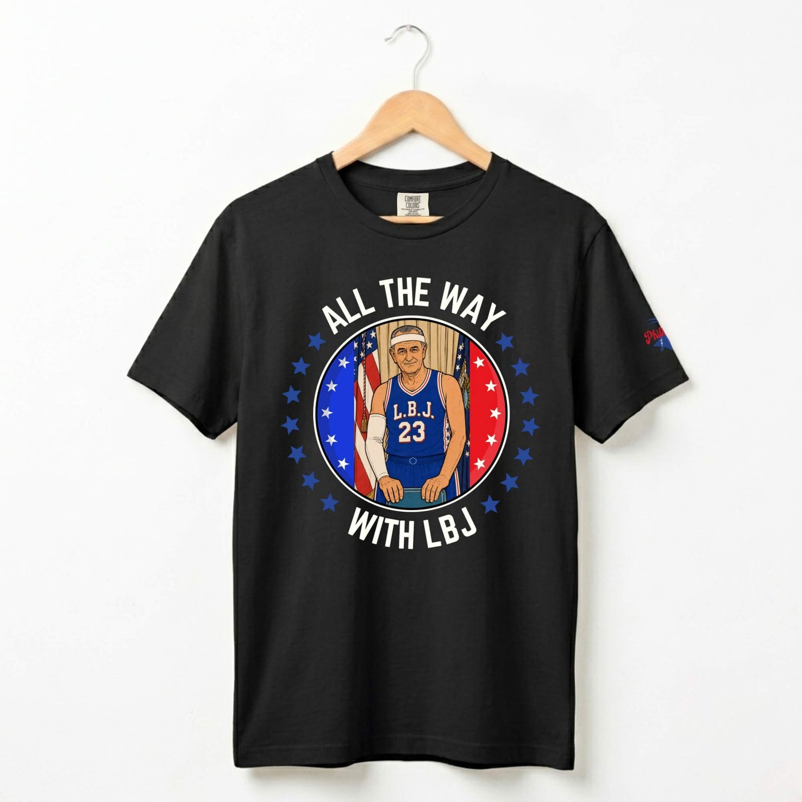 Philadelphia 76ers LeBron James All the Way with LBJ funny black comfort colors t-shirt by Phillygoat