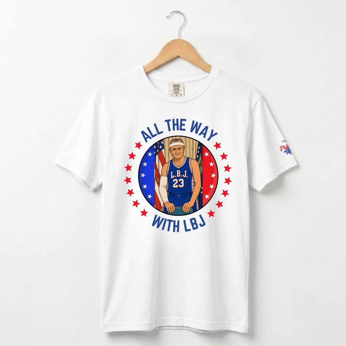 Philadelphia 76ers LeBron James All the Way with LBJ funny white comfort colors t-shirt by Phillygoat