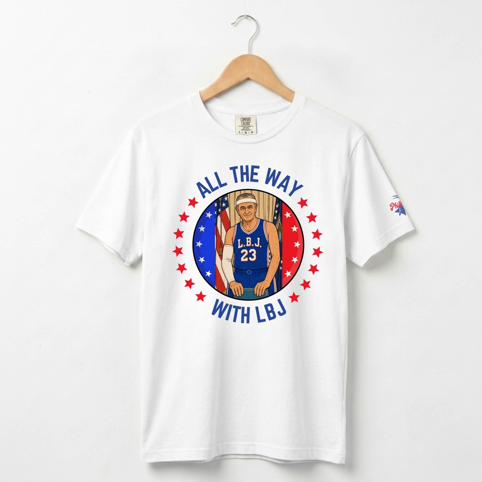 Philadelphia 76ers LeBron James All the Way with LBJ funny white comfort colors t-shirt by Phillygoat