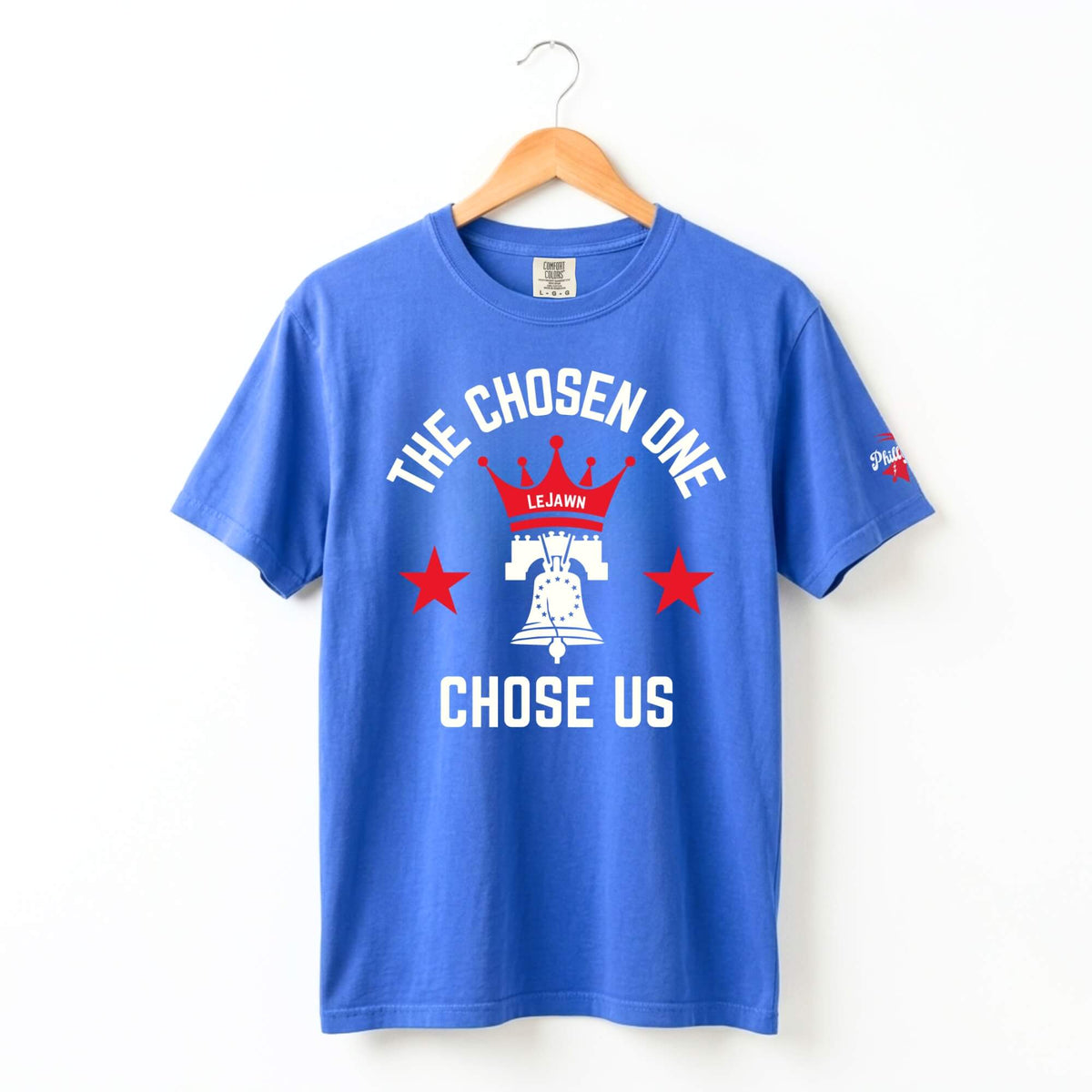Philadelphia 76ers LeBron James the Chosen One Chose Us royal blue Comfort Colors t-shirt by Phillygoat