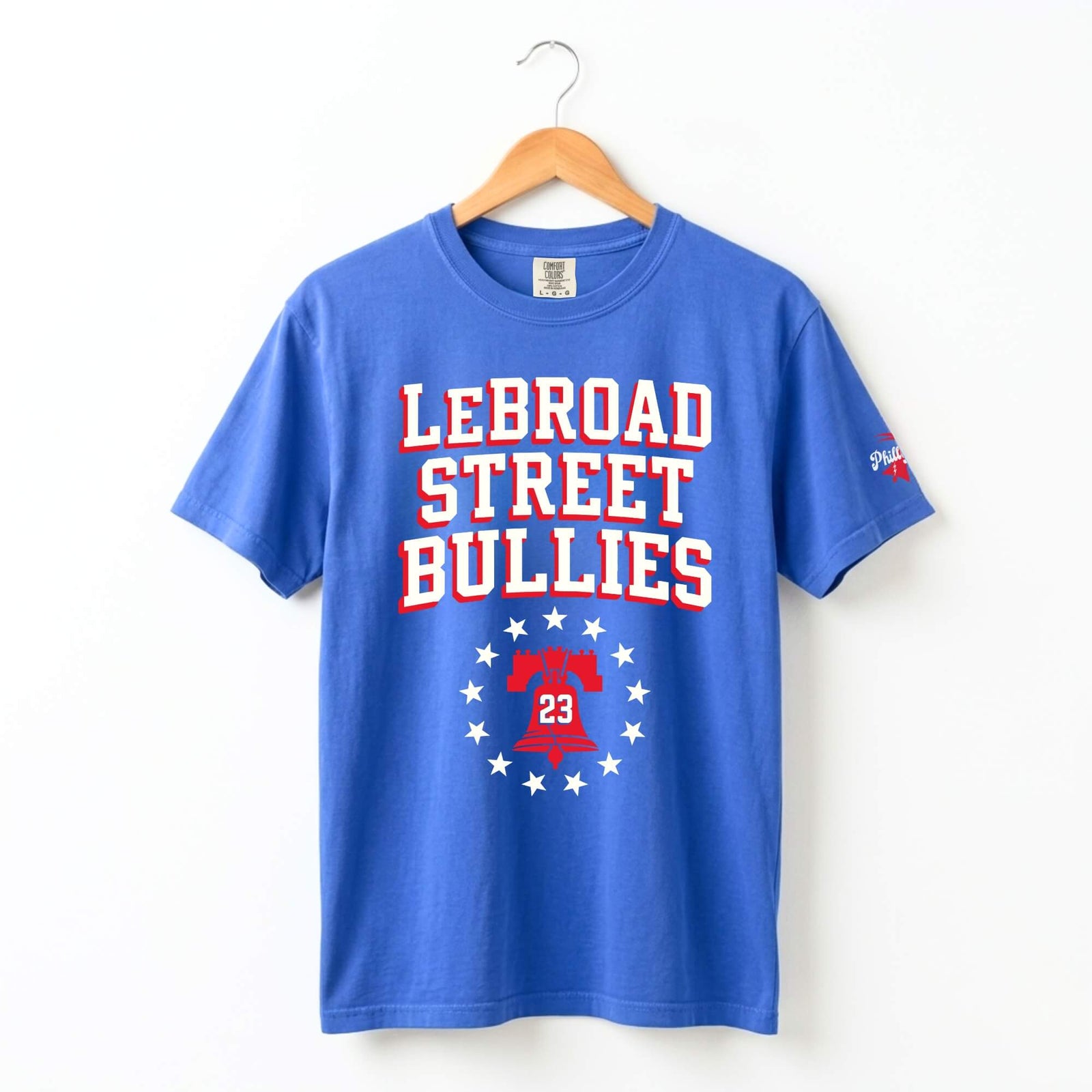 Philadelphia 76ers LeBron James LeBroad Street Bullies royal blue comfort colors t-shirt by Phillygoat
