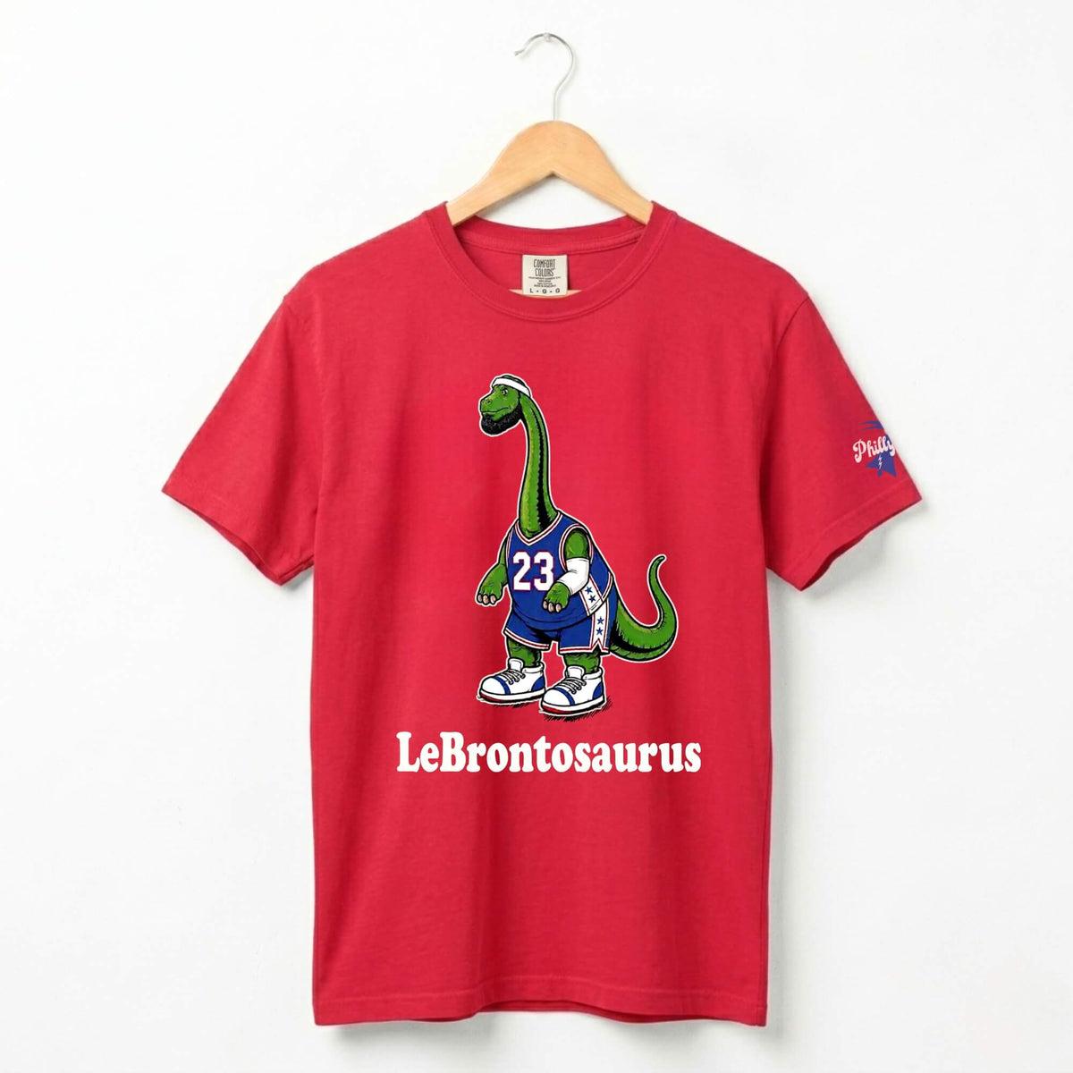 Philadelphia 76ers Funny LeBron James LeBrontosaurus red Comfort Colors t-shirt by Phillygoat