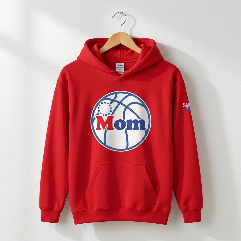 Philadelphia 76ers Mom red hoodie by Phillygoat