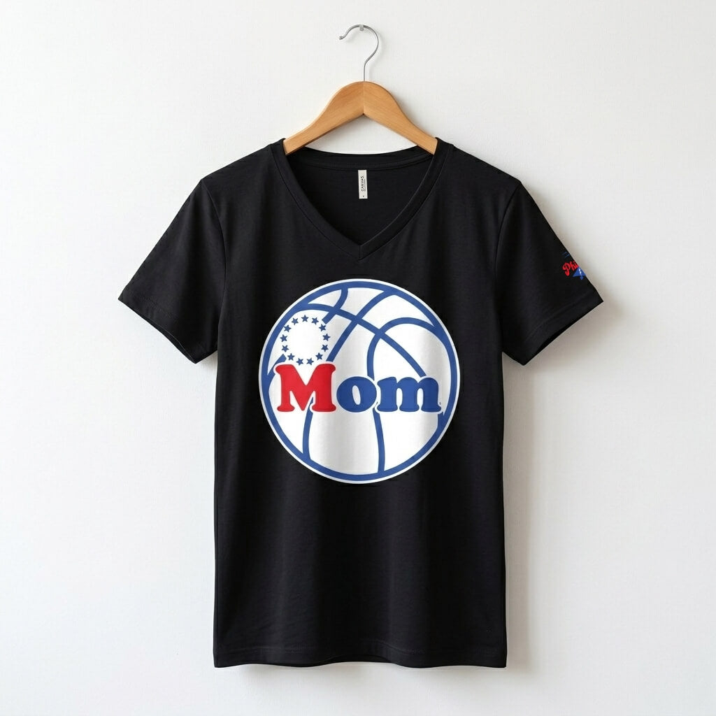 "Philly Hoops Mom" Women's V-neck Tee