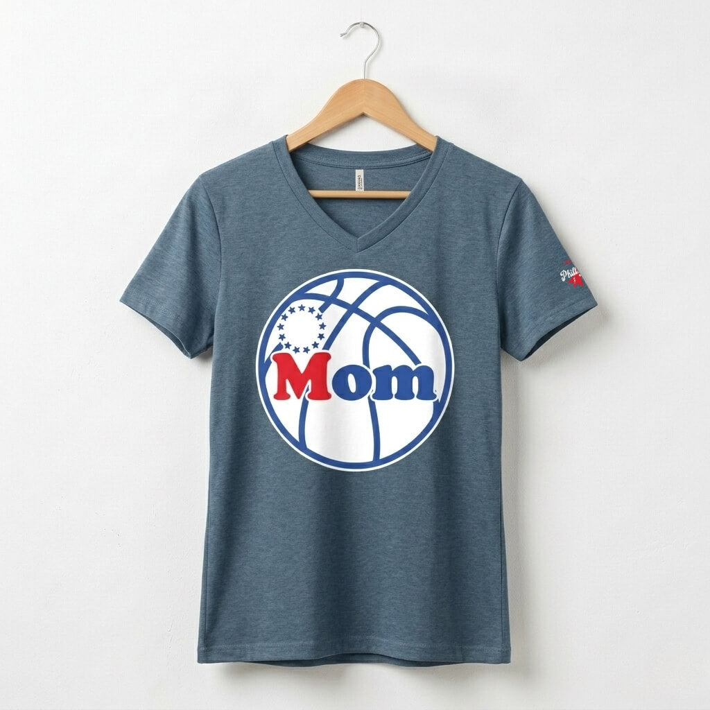 "Philly Hoops Mom" Women's V-neck Tee