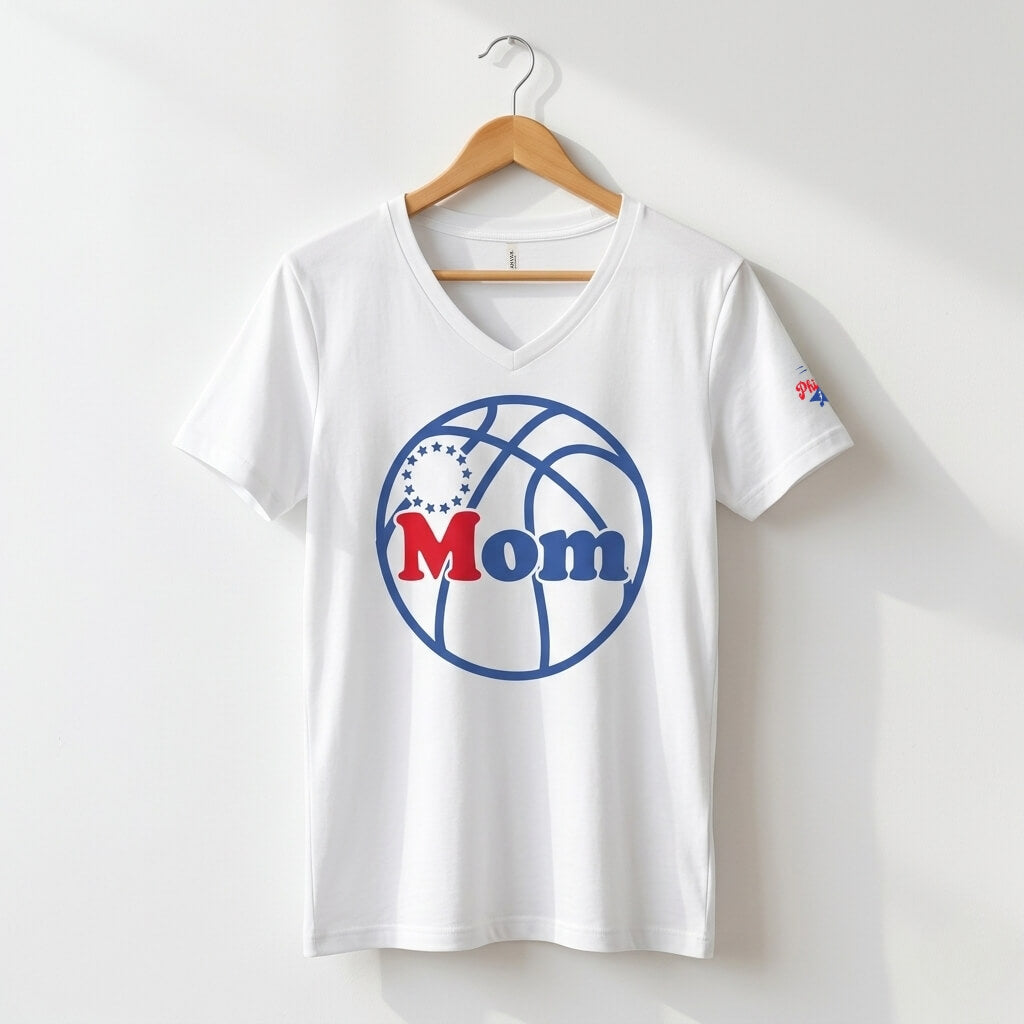 "Philly Hoops Mom" Women's V-neck Tee