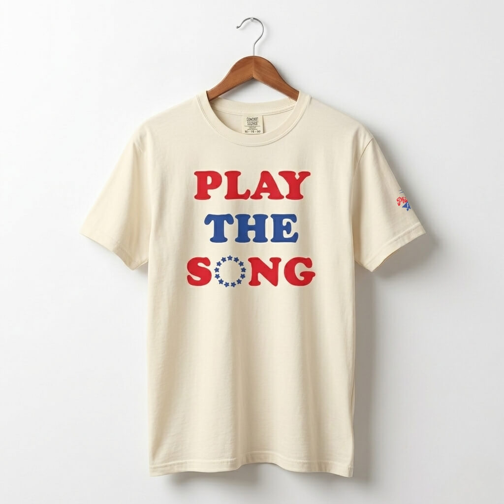 Philadelphia 76ers Play the Song ivory comfort colors t-shirt by Phillygoat
