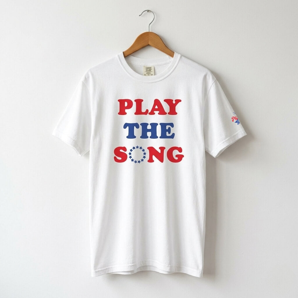 Philadelphia 76ers Play the Song white comfort colors t-shirt by Phillygoat