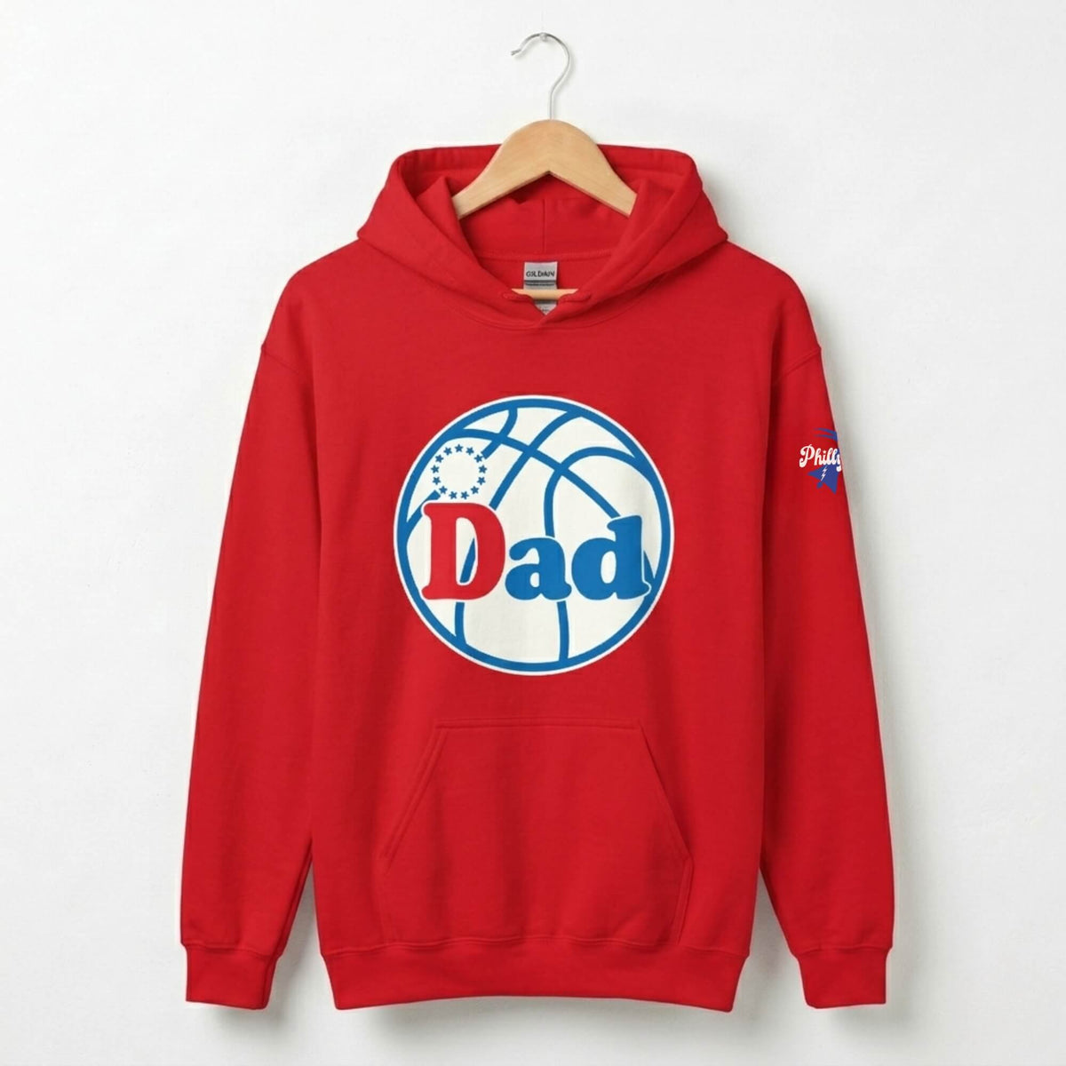 Philadelphia 76ers Philly Sixers Dad Father's Day red hoodie by Phillygoat