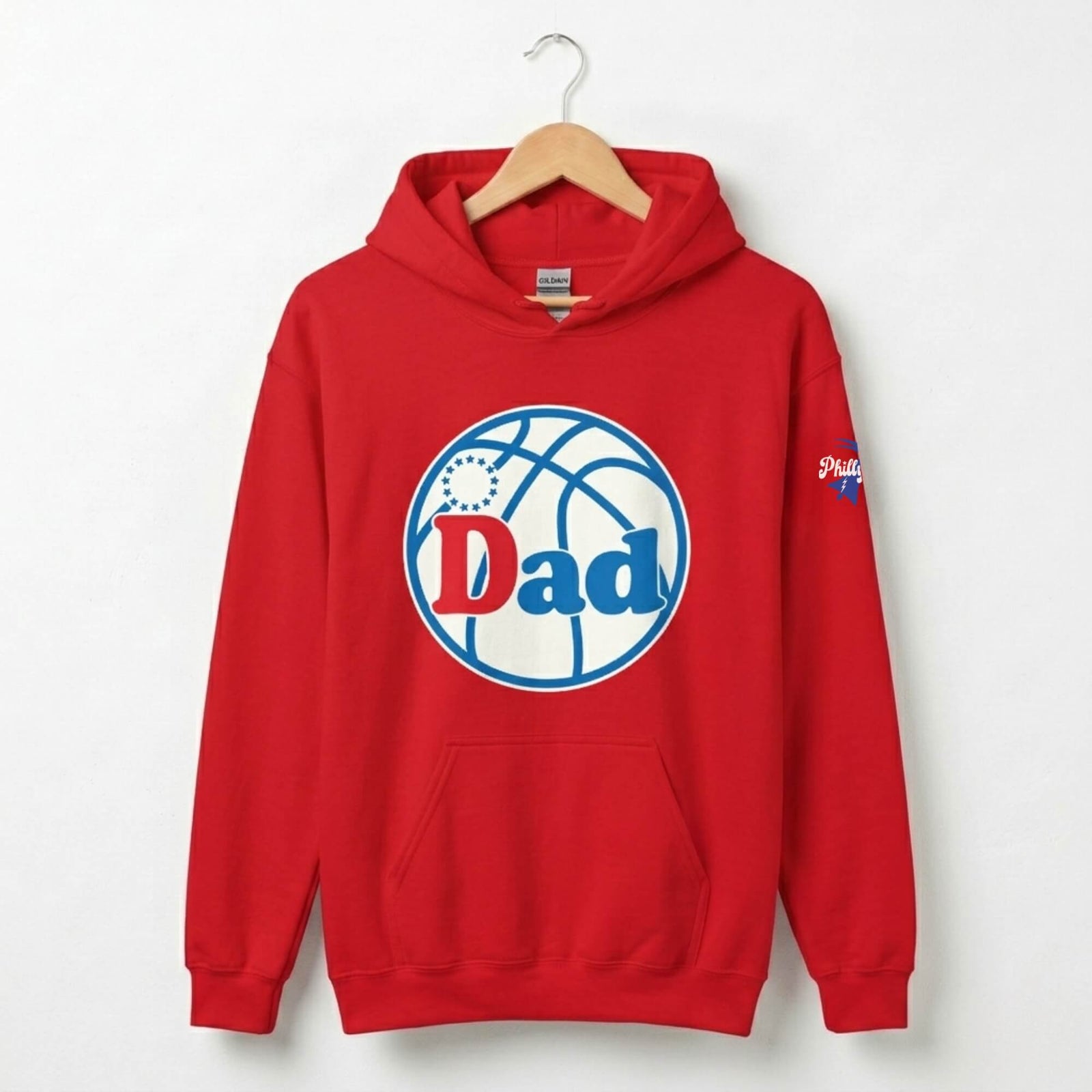Philadelphia 76ers Philly Sixers Dad Father's Day red hoodie by Phillygoat