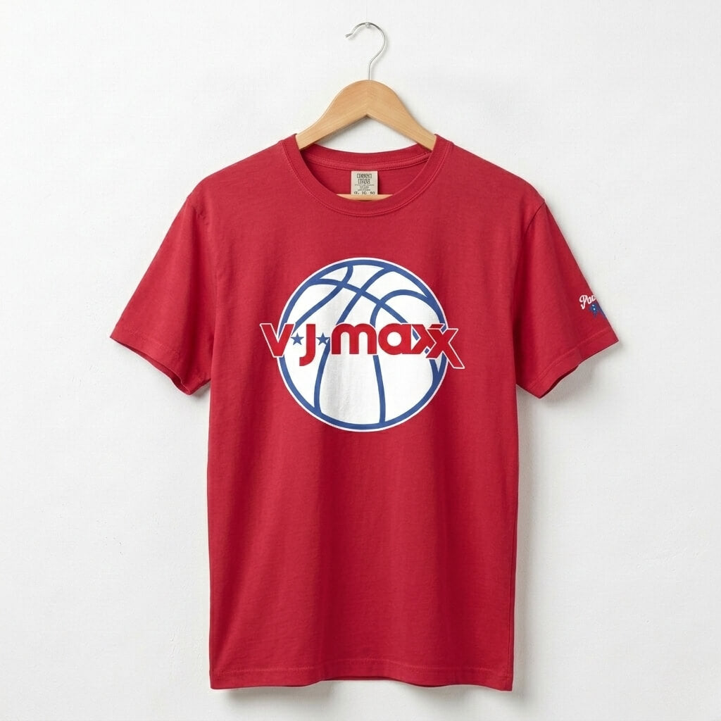 Philadelphia 76ers Tyrese Maxey and VJ Edgecombe VJ Maxx red comfort colors tee by Phillygoat