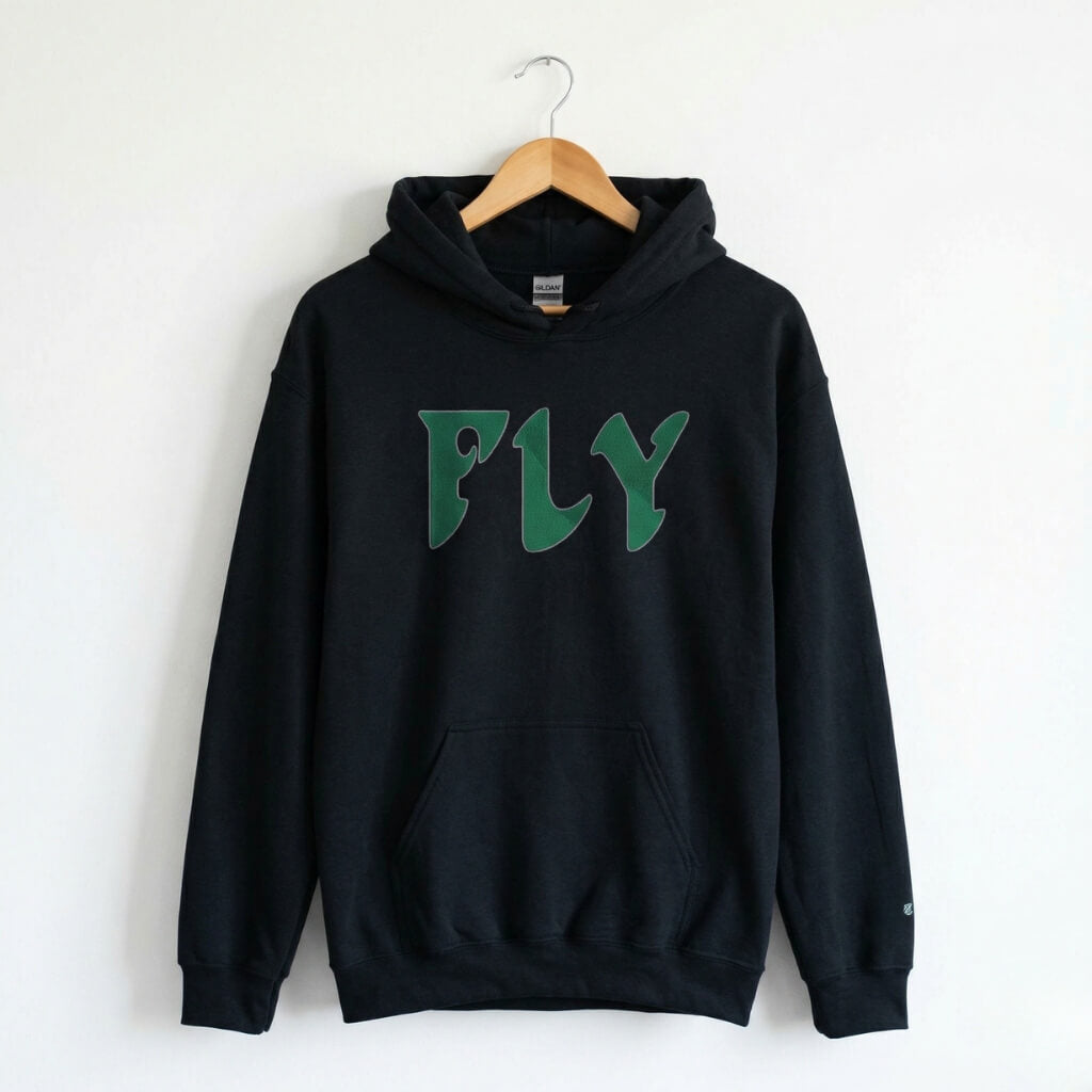 Philadelphia Eagles FLY black embroidered hoodie by Phillygoat