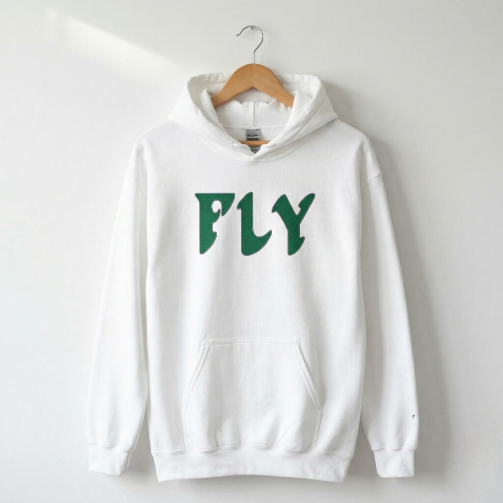 Philadelphia Eagles FLY white embroidered hoodie by Phillygoat