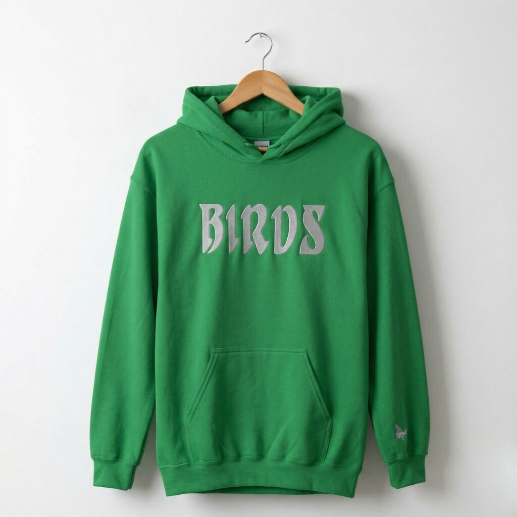 Philadelphia Eagles kelly green Go Birds embroidered hoodie by Phillygoat