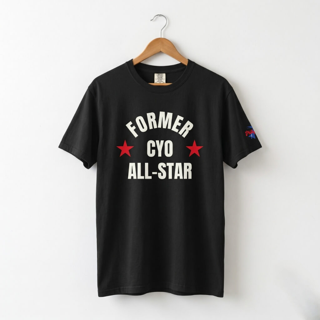 Funny former CYO all-star black t-shirt by Phillygoat