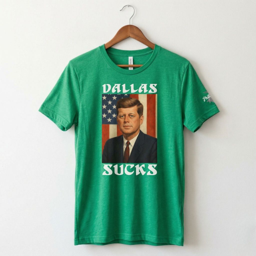 Philadelphia Eagles Funny JFK John F Kennedy Dallas Sucks kelly green shirt by Phillygoat