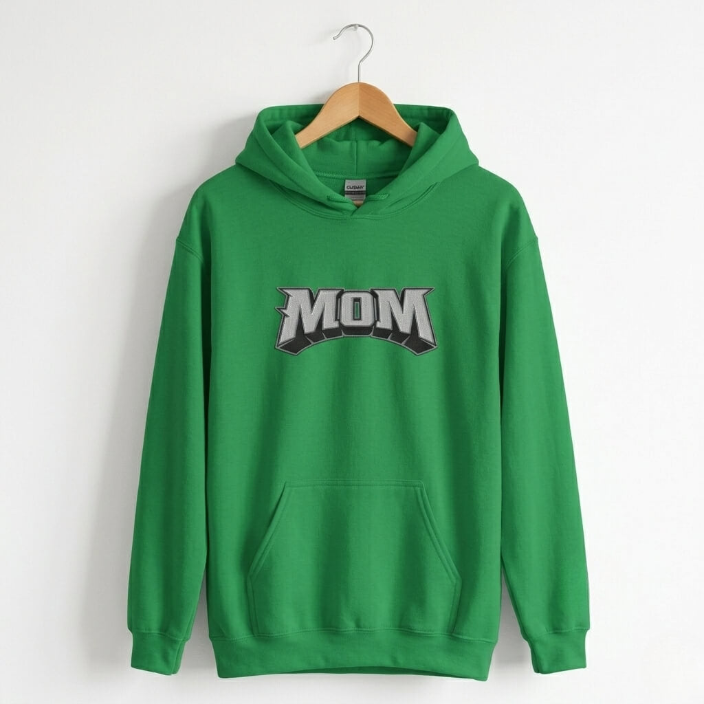 Philadelphia Eagles kelly green Mom embroidered hoodie by Phillygoat
