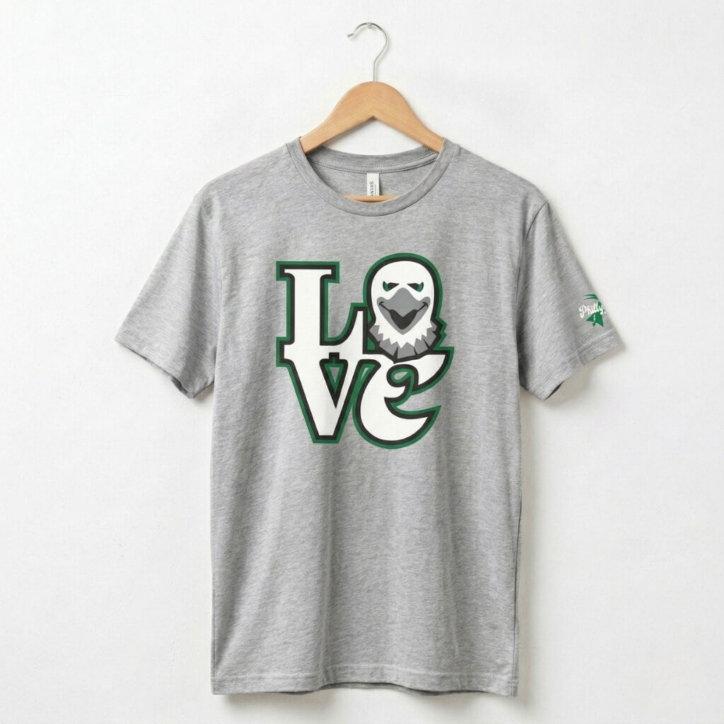 Philadelphia Eagles LOVE Birds athletic heather t-shirt by Phillygoat