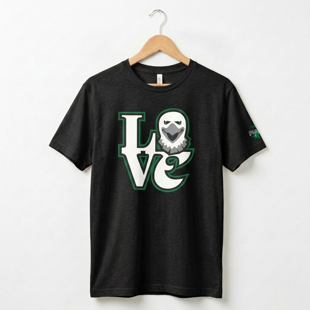 Philadelphia Eagles LOVE Birdsblack heather t-shirt by Phillygoat
