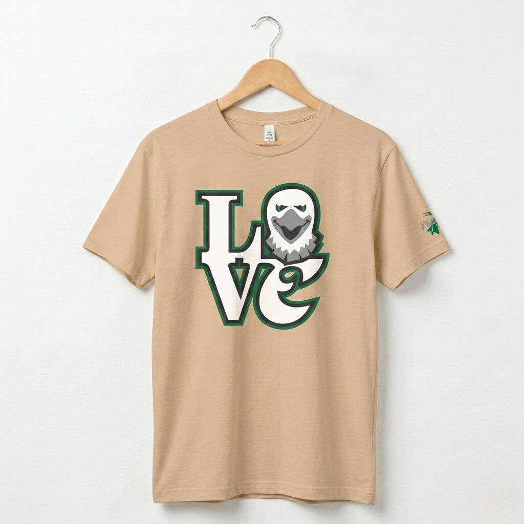 Philadelphia Eagles LOVE Birds tan t-shirt by Phillygoat
