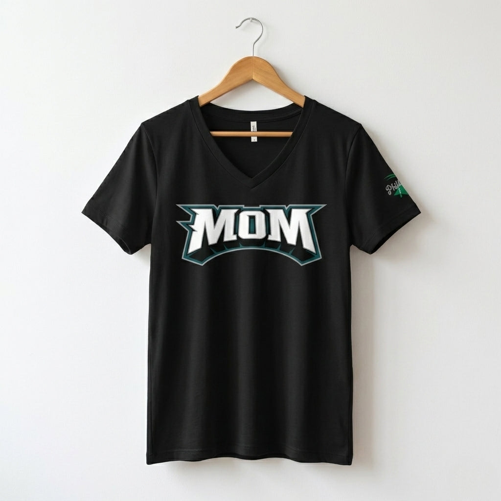Philadelphia Eagles Mom black v-neck t-shirt by Phillygoat
