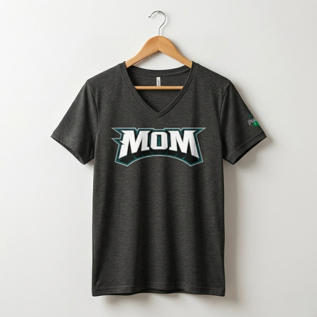 Philadelphia Eagles Mom dark heather grey v-neck t-shirt by Phillygoat