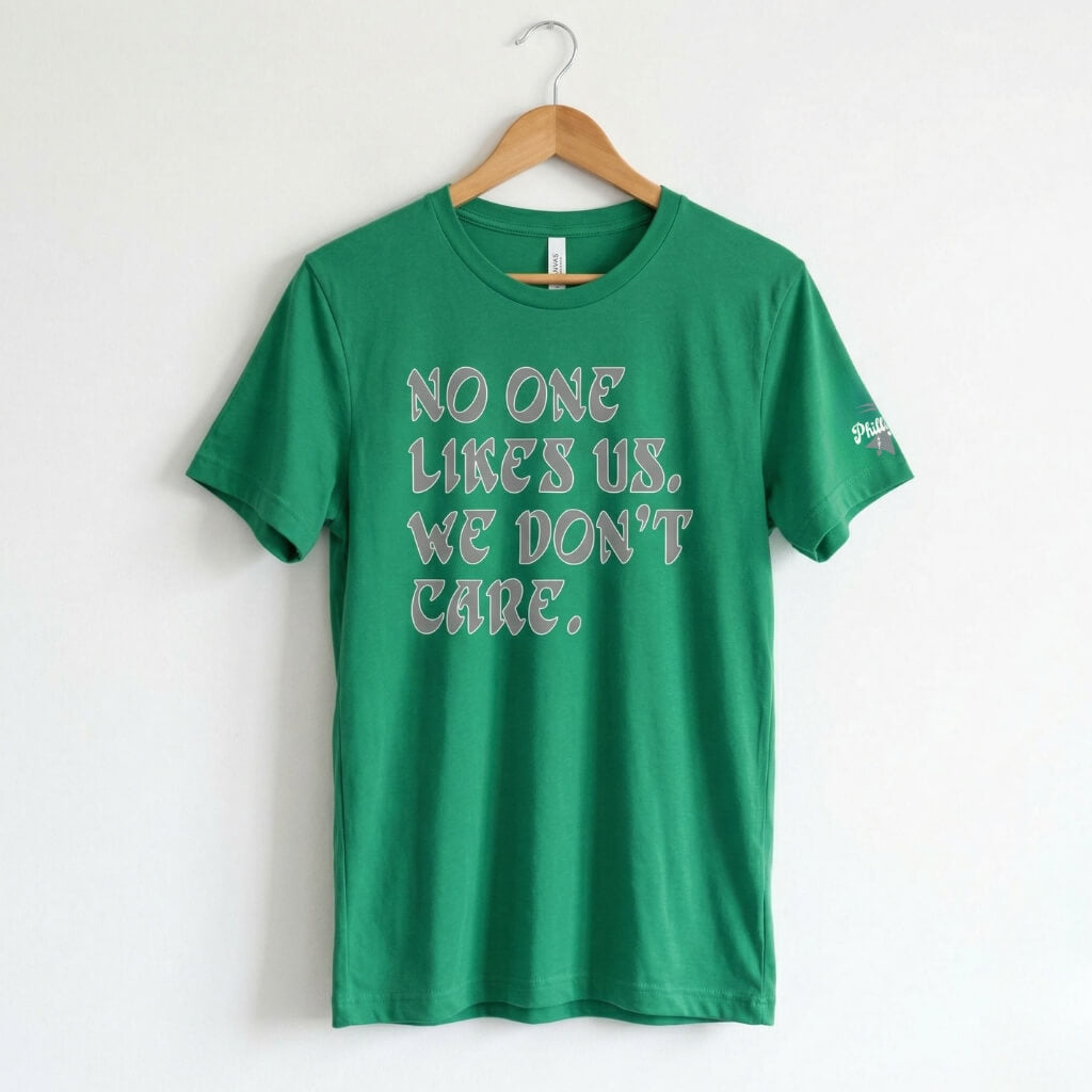 Philadelphia Eagles No One Likes Us We Don't Care kelly green shirt by Phillygoat