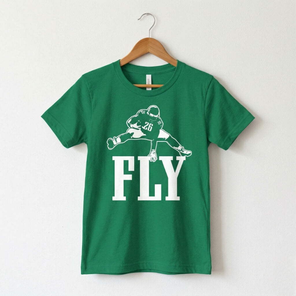 Philadelphia Eagles Saquon Barkley reverse hurdle kelly green Youth t-shirt by Phillygoat