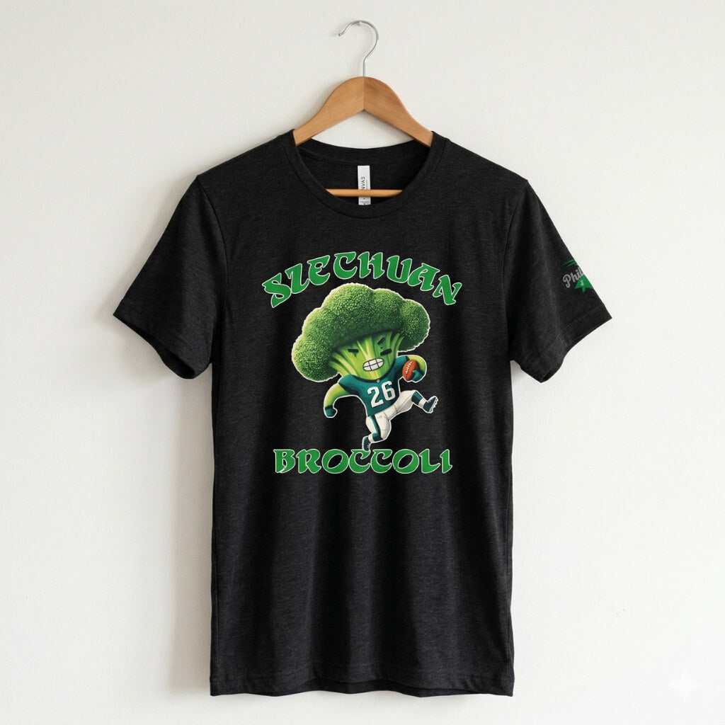 Philadelphia Eagles Saquon Barkley Szechuan Broccoli funny black t-shirt by Phillygoat