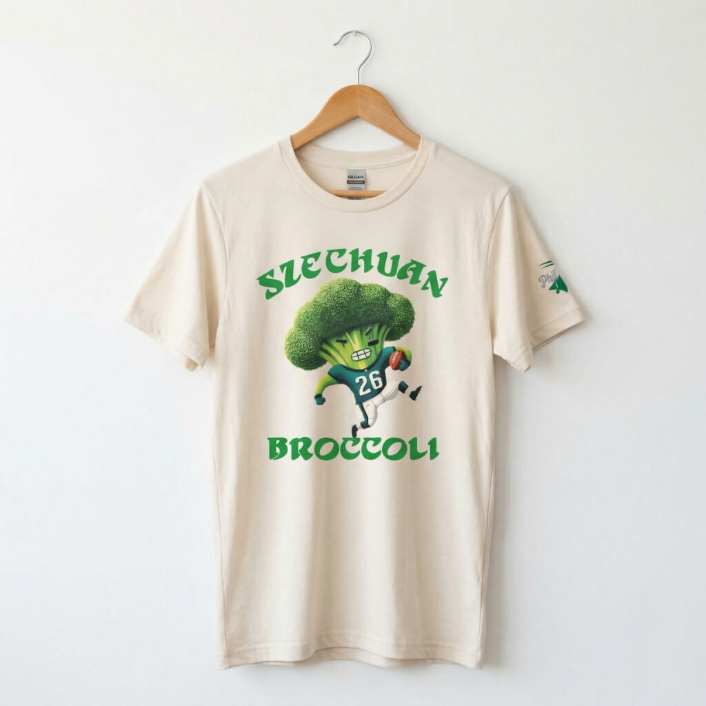Philadelphia Eagles Saquon Barkley Szechuan Broccoli funny heather dust t-shirt by Phillygoat