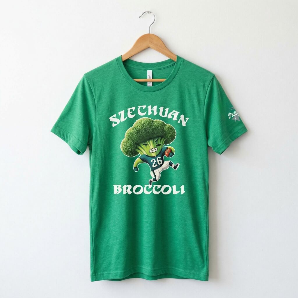 Philadelphia Eagles Saquon Barkley Szechuan Broccoli funny kelly green t-shirt by Phillygoat