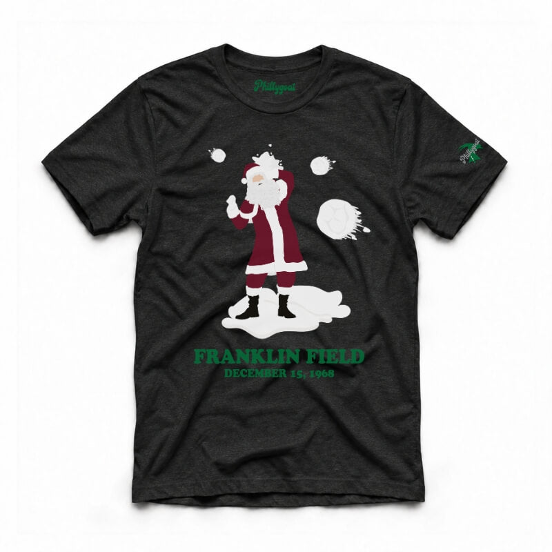 Philadelphia fans threw snowballs at santa funny black t-shirt from Phillygoat