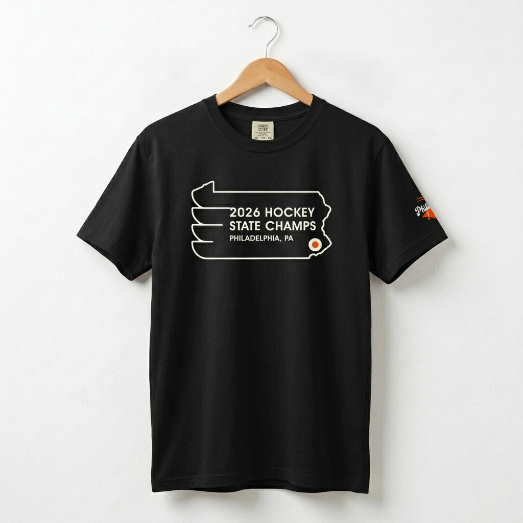 Philadelphia Flyers 2026 hockey state champs black comfort colors t-shirt by Phillygoat