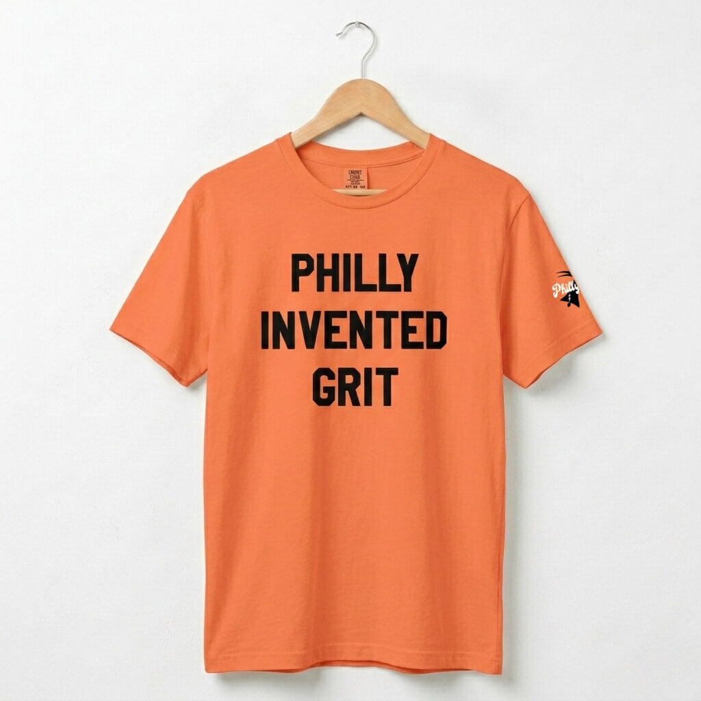 Philadelphia Flyers Philly invented grit orange comfort colors t-shirt by Phillygoat