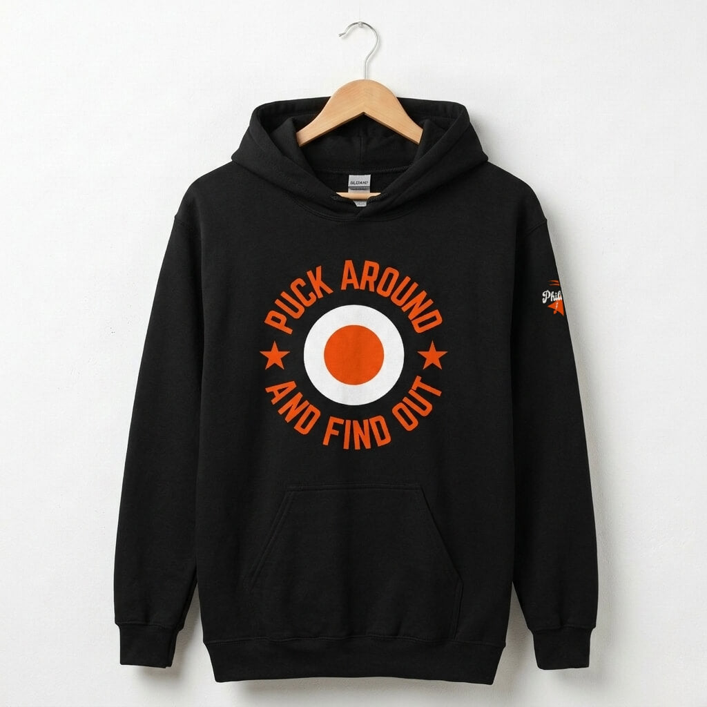 Philadelphia Flyers puck around and find out black Comfort Colors t-shirt by Phillygoat