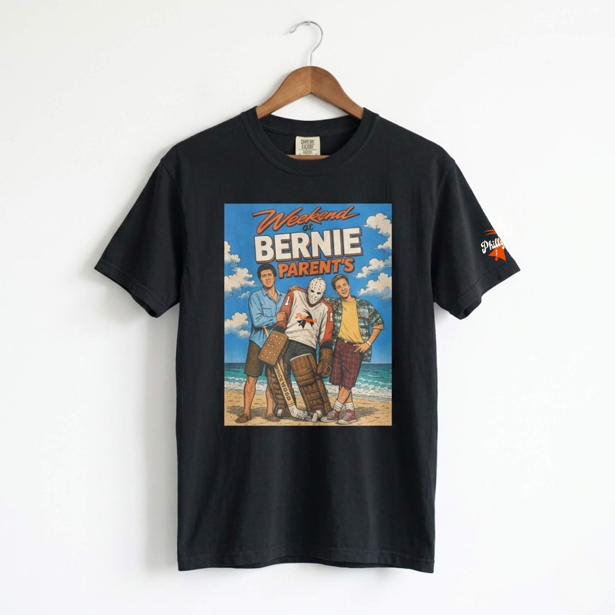 Philadelphia Flyers Weekend at Bernie Parent's funny black Comfort Colors t-shirt by Phillygoat