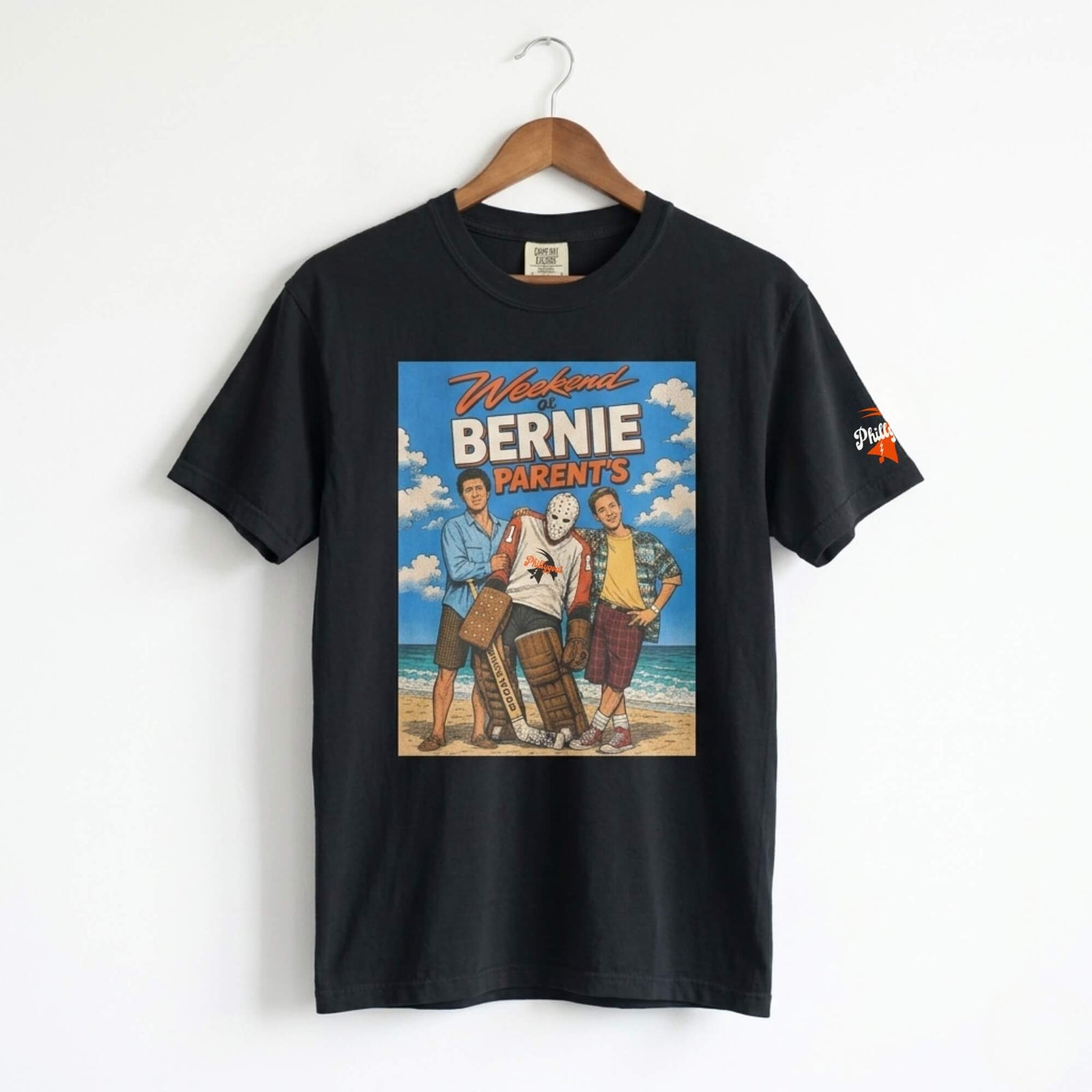 Philadelphia Flyers Weekend at Bernie Parent's funny black Comfort Colors t-shirt by Phillygoat