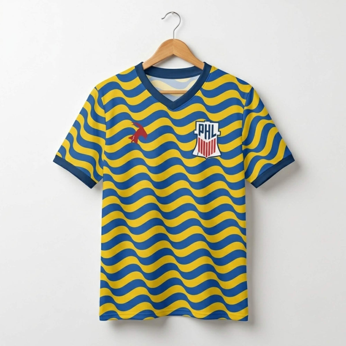 Philadelphia Football Club World Cup blue and yellow Team USA soccer jersey by Phillygoat