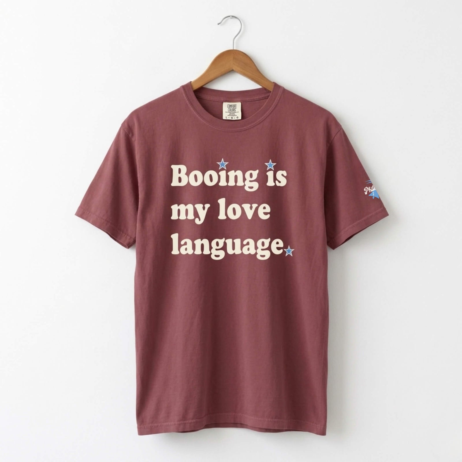 Philadelphia Phillies booing is my love language brick comfort colors t-shirt by Phillygoat
