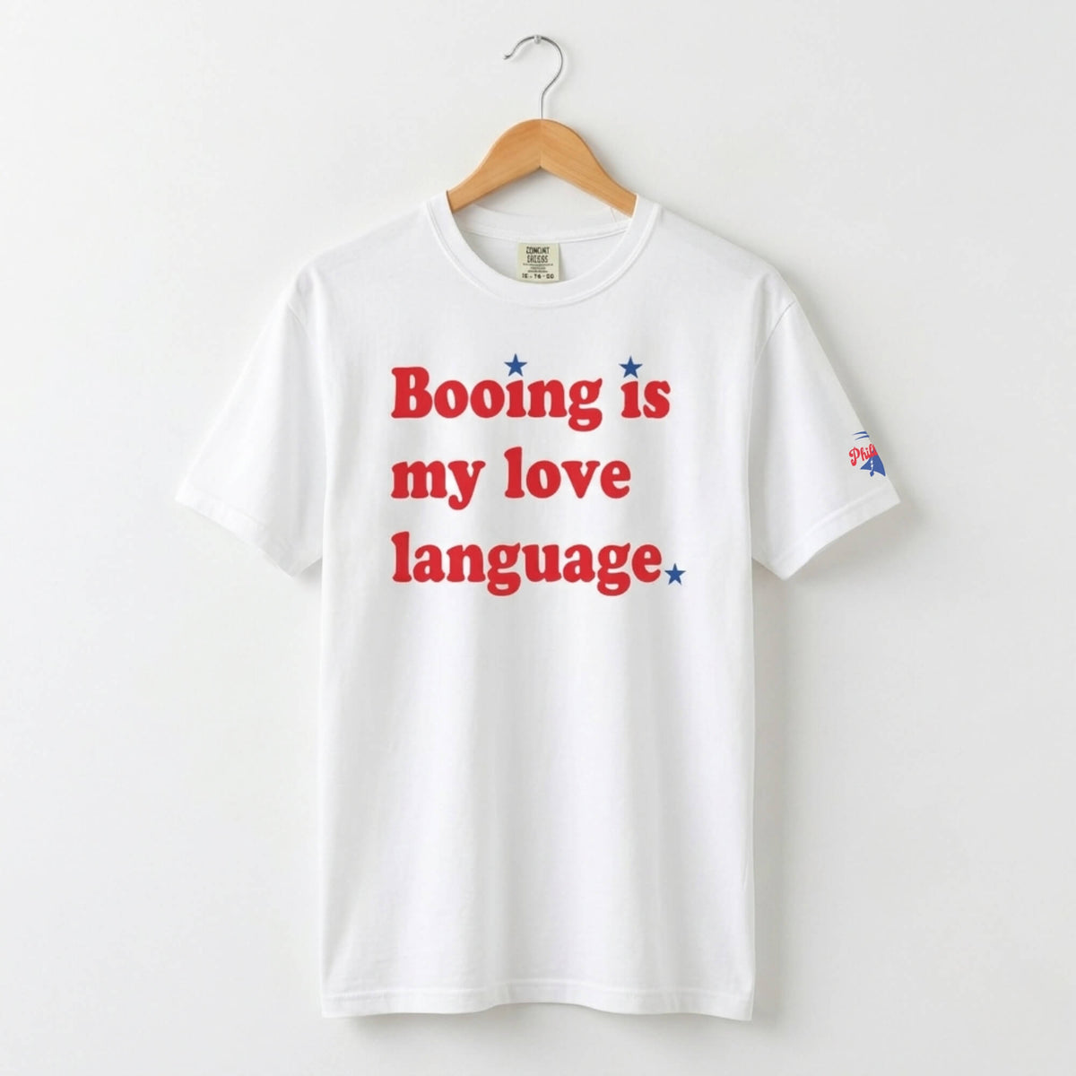 Philadelphia Phillies booing is my love language white comfort colors t-shirt by Phillygoat