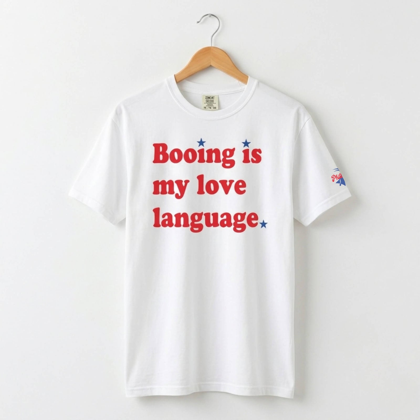 Philadelphia Phillies booing is my love language white comfort colors t-shirt by Phillygoat