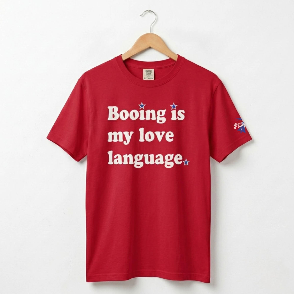 Philadelphia Phillies booing is my love language red comfort colors t-shirt by Phillygoat