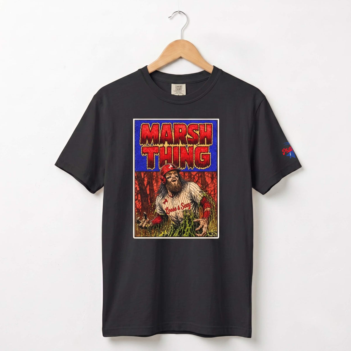 Philadelphia Phillies Barndon Marsh Swamp Thing black comfort colors t-shirt by Phillygoat