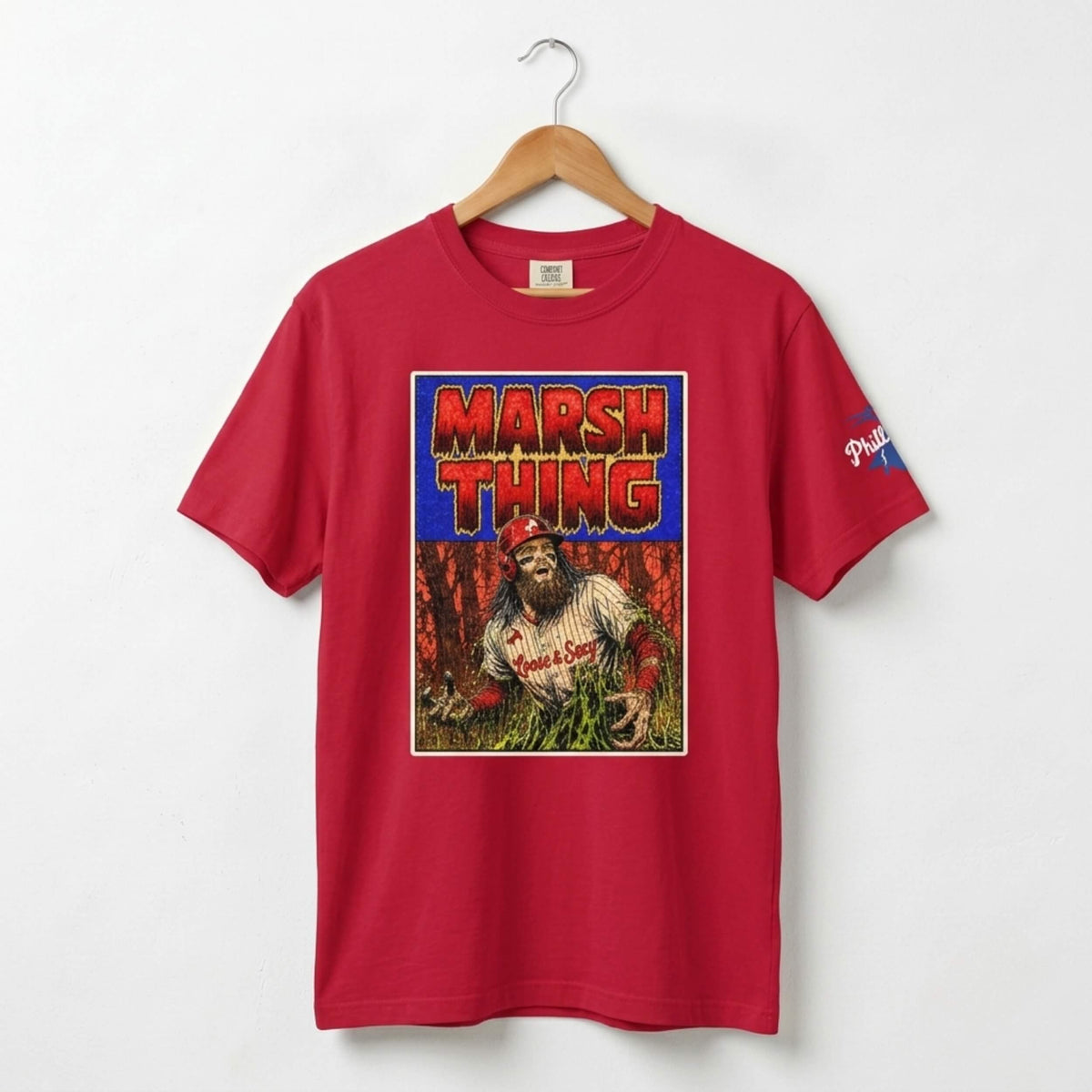 Philadelphia Phillies Barndon Marsh Swamp Thing red comfort colors t-shirt by Phillygoat